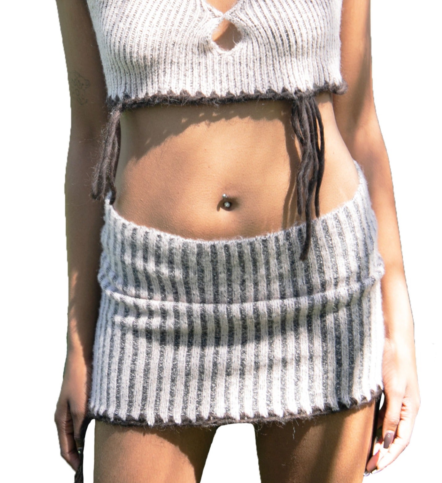 Knitted Mini Skirt - Embroidered