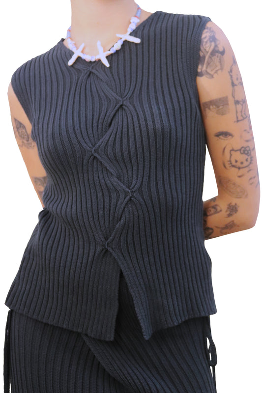 Charcoal Ribbed Top