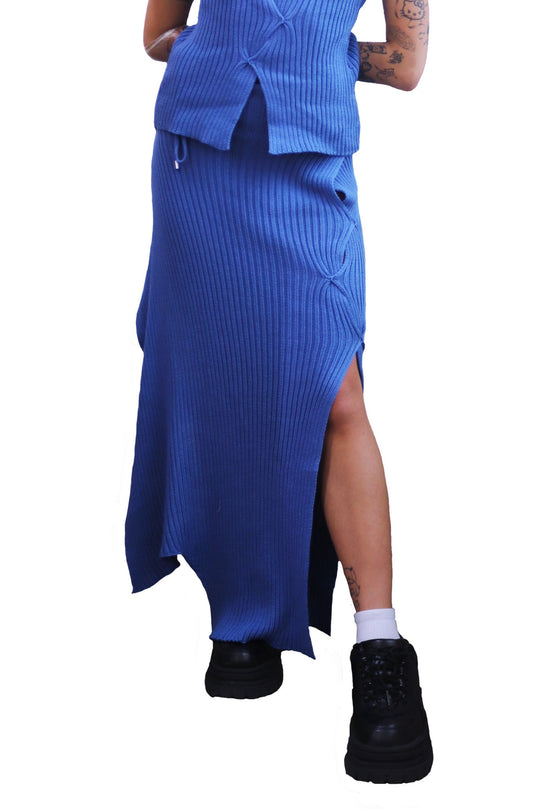 Blue Ribbed Skirt